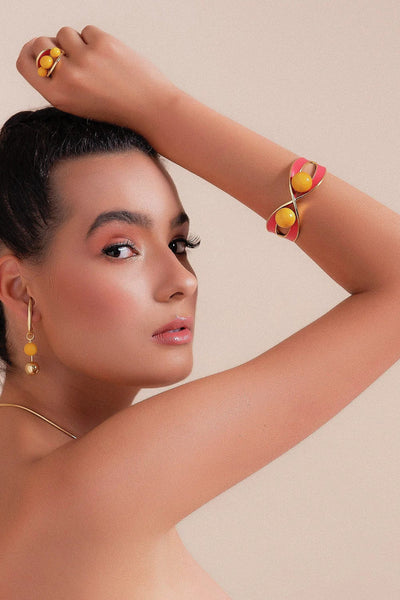 Anel Sublime - Esmaltado Vermelho/Amarelo — ângulo 3
