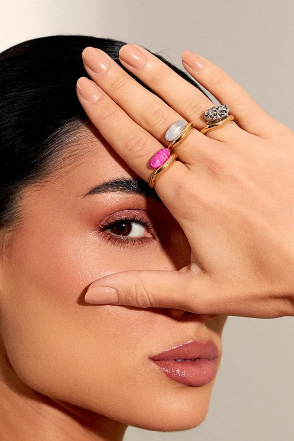 Anel Sentir - Feldspato Rosa Pink