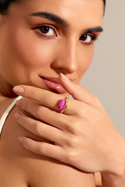 Anel Sentir - Feldspato Rosa Pink — ângulo 2