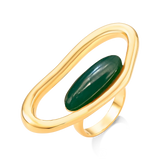 Use o Anel Reconectar Ágata Verde em Banho de Ouro 18K para atrair equilíbrio, prosperidade e renovação para o seu dia a dia.