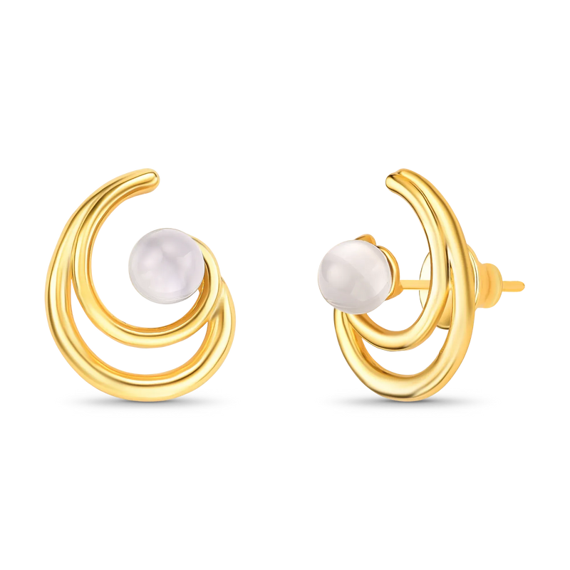 Brinco Espiral - Ágata Cinza Listrada