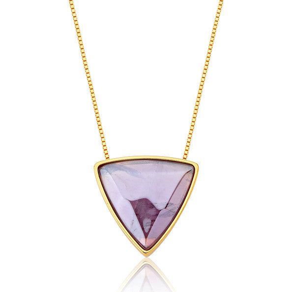 Colar Triângulo - Ametista — Ouro 18K | Aimer Joias | semijoia feminina pedra natural