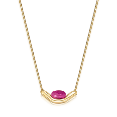 Colar Sentir - Feldspato Rosa Pink — ângulo 1