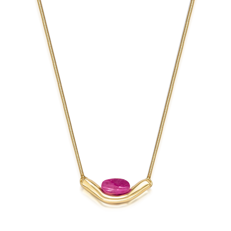 Colar Sentir - Feldspato Rosa Pink