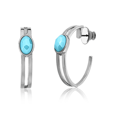 Argola Essencial Oval - Ágata Azul Céu — ângulo 1