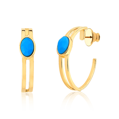 Argola Essencial Oval - Howlita Turquesa — ângulo 1