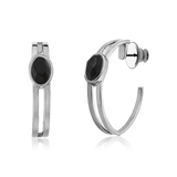Argola Essencial Oval - Obsidiana Negra Semijoias de luxo e design exclusivo