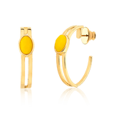 Argola Essencial Oval - Quartzo Amarelo Semijoias de luxo e design exclusivo