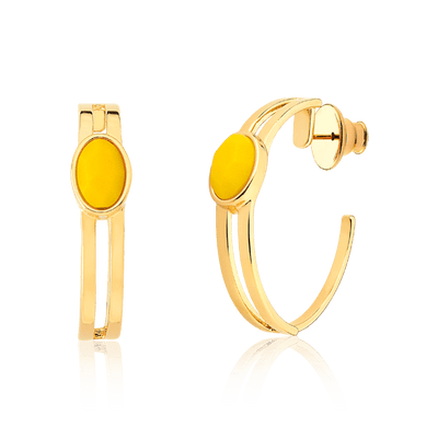 Argola Essencial Oval - Quartzo Amarelo — ângulo 1