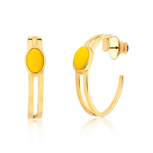 Argola Essencial Oval - Quartzo Amarelo