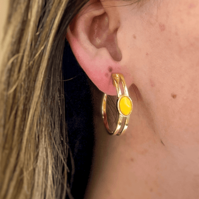 Argola Essencial Oval - Quartzo Amarelo — ângulo 3