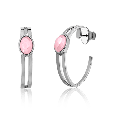Argola Essencial Oval - Quartzo Rosa — ângulo 1