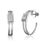 Argola Essencial Retângulo - Drusa Platina Semijoias de luxo e design exclusivo