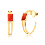 Argola Essencial Retângulo - Feldspato Laranja Semijoias de luxo e design exclusivo