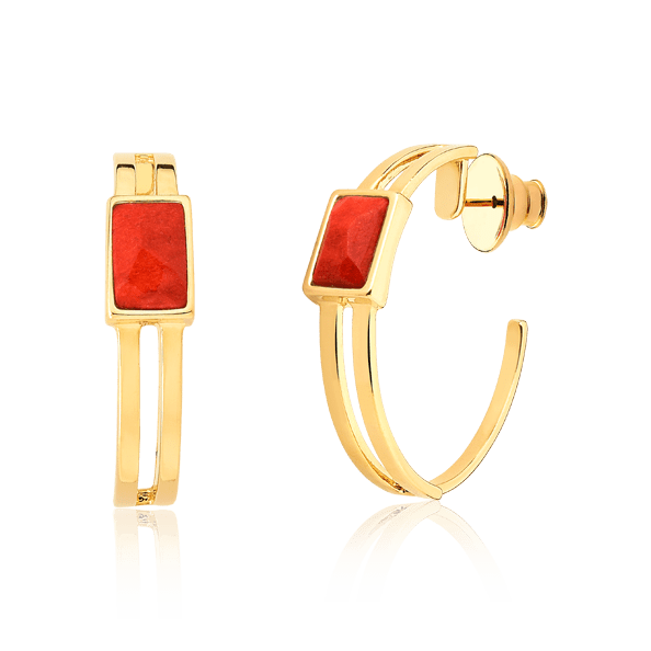 Argola Essencial Retângulo - Feldspato Laranja Semijoias de luxo e design exclusivo