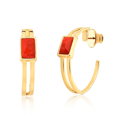 Argola Essencial Retângulo - Feldspato Laranja Semijoias de luxo e design exclusivo