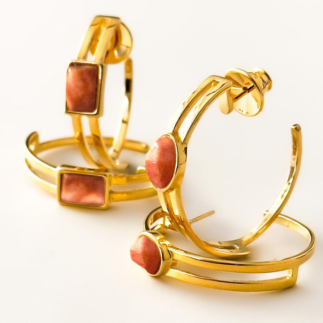 Argola Essencial Retângulo - Feldspato Laranja Semijoias de luxo e design exclusivo