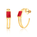 Argola Essencial Retângulo - Feldspato Vermelho Semijoias de luxo e design exclusivo