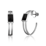 Argola Essencial Retângulo - Obsidiana Negra Semijoias de luxo e design exclusivo