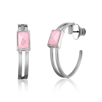 Argola Essencial Retângulo - Quartzo Rosa — ângulo 1