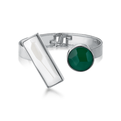 Bracelete Convicta - Porcelana Branca e Ágata Verde — ângulo 1