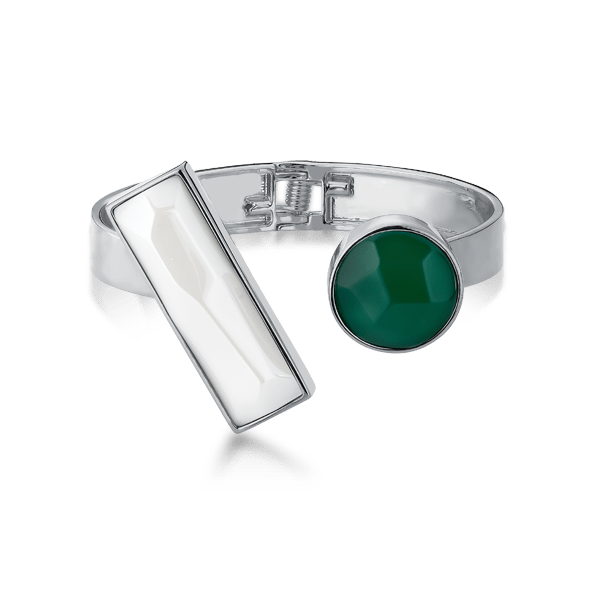 Bracelete Convicta - Porcelana Branca e Ágata Verde