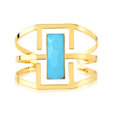 Bracelete Ópera - Ágata Azul Céu — Ouro 18K | Aimer Joias | pulseira semijoia feminina pedra natural