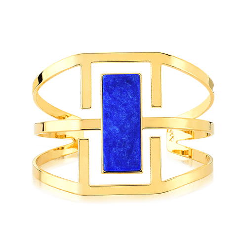 Bracelete Ópera - Feldspato Azul Anil — Ouro 18K | Aimer Joias | pulseira semijoia feminina pedra natural