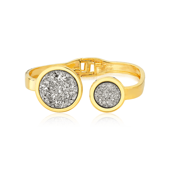 Bracelete Singular com Drusa Platina em banho ouro 18k | Bracelete feminino Aimer Joias