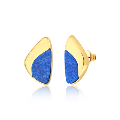 Brinco Ailes Azul Anil Feldspato — Ouro 18k | Aimer Joias — ângulo 1