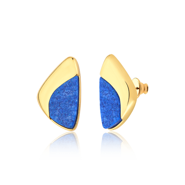 Brinco Ailes Azul Anil Feldspato — Ouro 18k | Aimer Joias