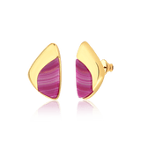 Brinco Ailes - Rosa Pink Listrada Semijoias de luxo e design exclusivo