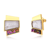 Brinco Cascata - Ametista e Drusa Multicolorida — Ouro 18K | Aimer Joias | brinco semijoia feminina