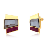 Brinco Cascata - Quartzo Fumê e Feldspato Rosa Pink — Ouro 18K | Aimer Joias | brinco semijoia feminina