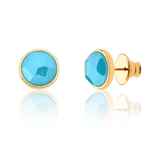 Brinco Classic - Ágata Azul Céu — Ouro 18K | Aimer Joias | brinco semijoia feminina pedra natural