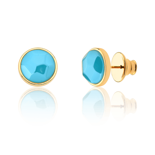 Brinco Classic - Ágata Azul Céu — Ouro 18K | Aimer Joias | brinco semijoia feminina pedra natural