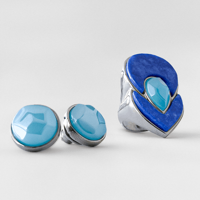 Brinco Classic - Ágata Azul Céu — ângulo 2