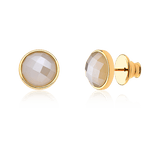 Brinco Classic - Ágata Branca — Ouro 18K | Aimer Joias | brinco semijoia feminina pedra natural