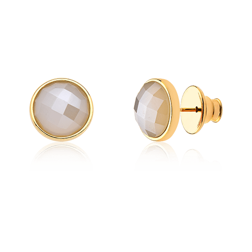 Brinco Classic - Ágata Branca — Ouro 18K | Aimer Joias | brinco semijoia feminina pedra natural