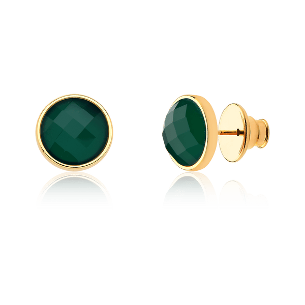 Brinco Classic - Ágata Verde — Ouro 18K | Aimer Joias | brinco semijoia feminina pedra natural