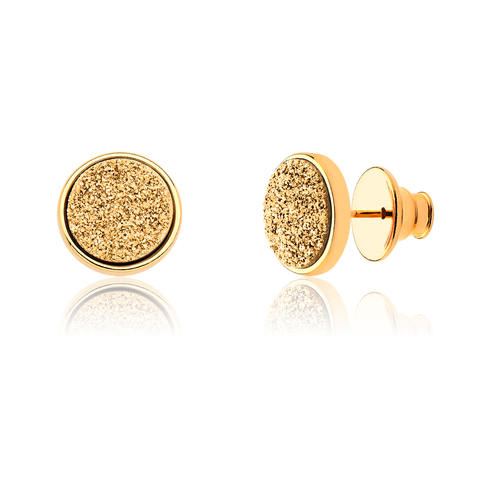 Brinco Classic - Drusa Ouro — Ouro 18K | Aimer Joias | brinco semijoia feminina pedra natural