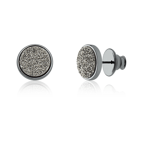 Brinco Classic - Drusa Platina — Ródio Negro | Aimer Joias | brinco semijoia feminina pedra natural