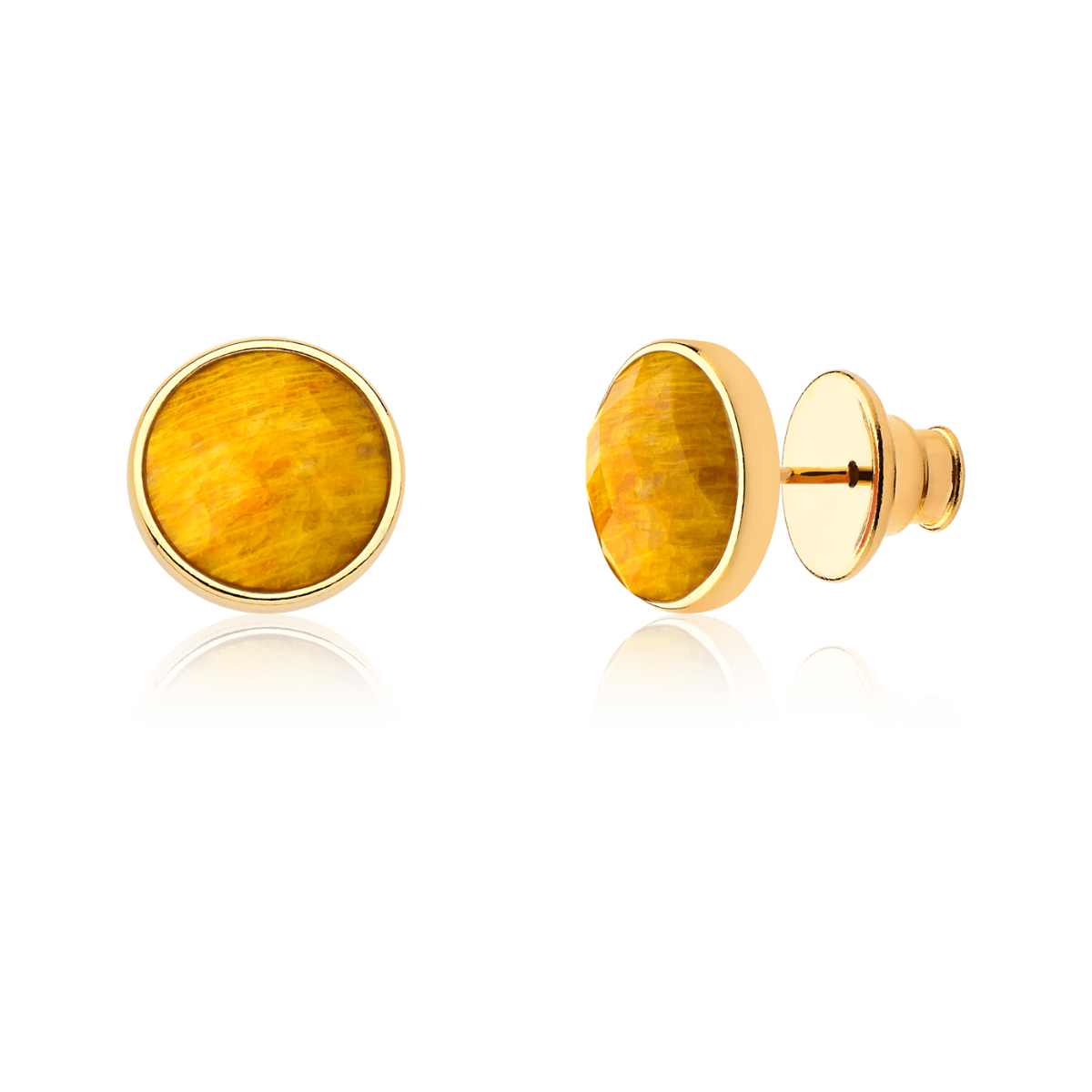 Brinco Classic - Feldspato Amarelo — Ouro 18K | Aimer Joias | brinco semijoia feminina pedra natural