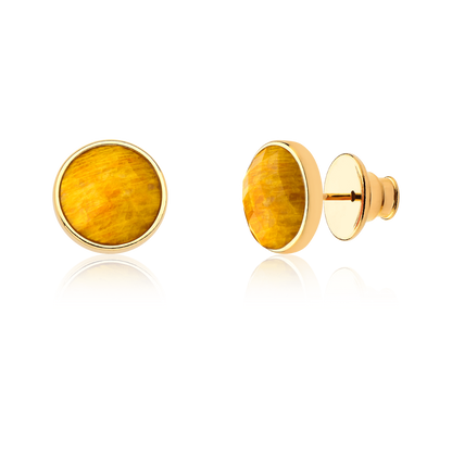 Brinco Classic - Feldspato Amarelo — Ouro 18K | Aimer Joias | brinco semijoia feminina pedra natural