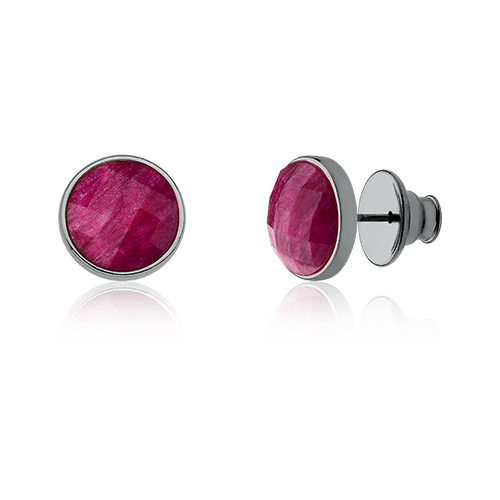 Brinco Classic - Feldspato Rosa Pink — Ródio Negro | Aimer Joias | brinco semijoia feminina pedra natural