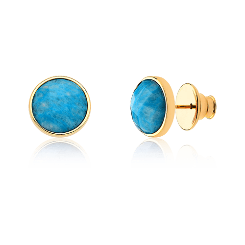 Brinco Classic - Howlita Turquesa — Ouro 18K | Aimer Joias | brinco semijoia feminina pedra natural