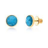 Brinco Classic - Howlita Turquesa — Ouro 18K | Aimer Joias | brinco semijoia feminina pedra natural