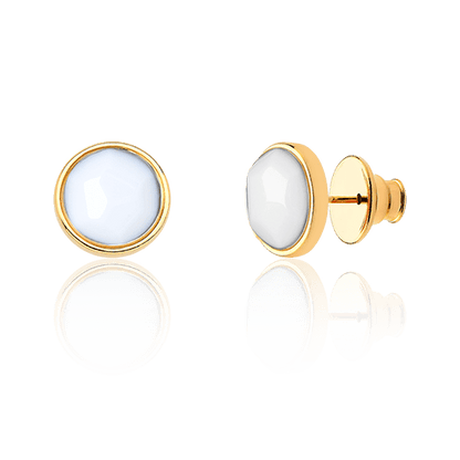 Brinco Classic - Porcelana Branca — Ouro 18K | Aimer Joias | brinco semijoia feminina pedra natural