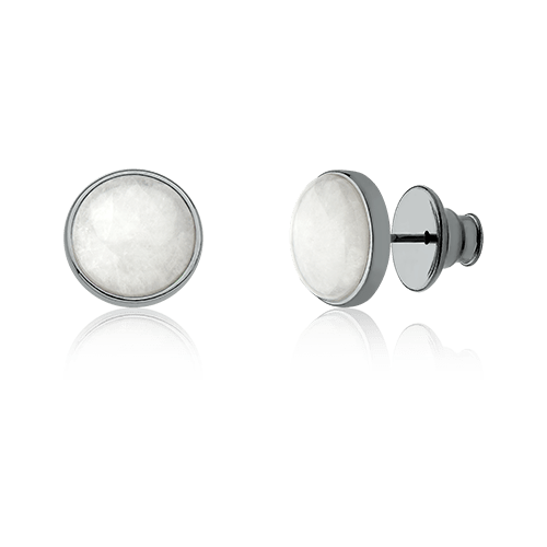 Brinco Classic - Porcelana Branca — Ródio Negro | Aimer Joias | brinco semijoia feminina pedra natural
