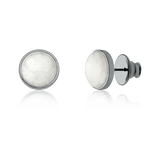 Brinco Classic - Porcelana Branca — Ródio Negro | Aimer Joias | brinco semijoia feminina pedra natural